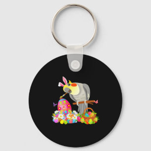 Easter bunny cockatiel drawing chocolate eggs love key ring