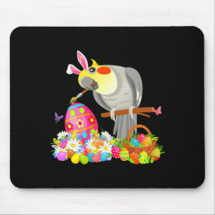Easter bunny cockatiel drawing chocolate eggs love mouse pad