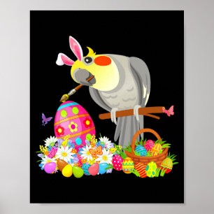 Easter bunny cockatiel drawing chocolate eggs love poster