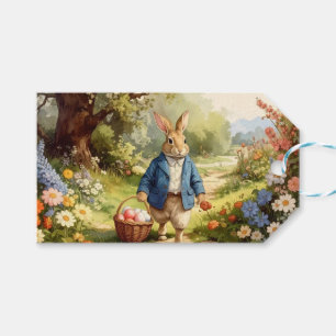 Easter Bunny Collecting Easter Eggs Gift Tags