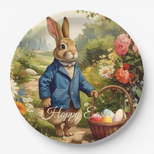 Easter Bunny Collecting Easter Eggs Paper Plate