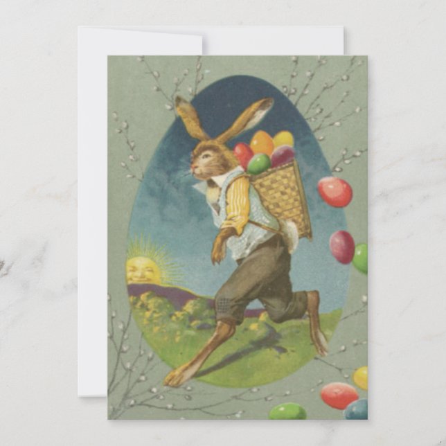 Easter Bunny Colored Egg Sun Holiday Card (Front)