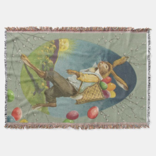 Easter Bunny Coloured Egg Sun Throw Blanket (Front)