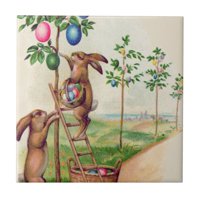 Easter Bunny Coloured Egg Tree Tile (Front)