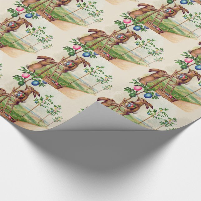 Easter Bunny Coloured Egg Tree Wrapping Paper (Corner)