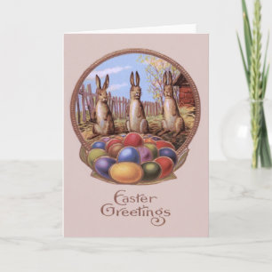 Easter Bunny Coloured Eggs Farm Holiday Card