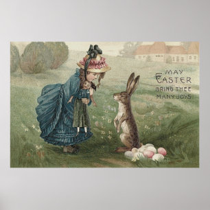 "easter bunny" "coloured eggs" girl doll landsc poster