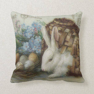 Easter Bunny Coloured Painted Egg Basket Forget Me Cushion