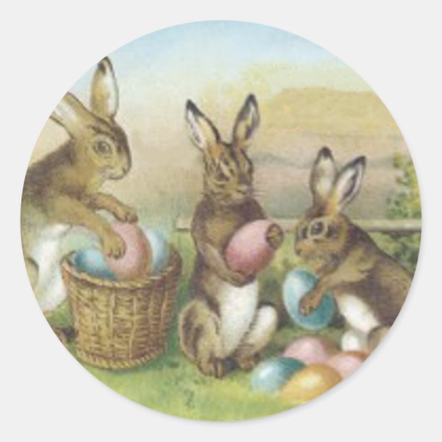 Easter Bunny Coloured Painted Egg Field Classic Round Sticker (Front)