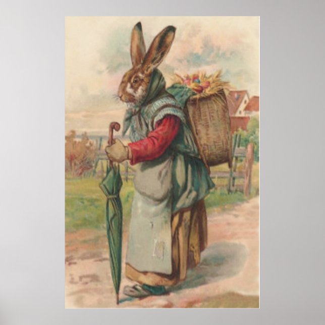 Easter Bunny Coloured Painted Egg Umbrella Poster (Front)
