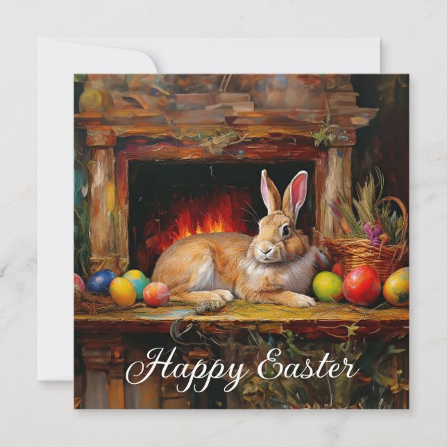 Easter Bunny Colourful Easter eggs Happy Easter Holiday Card (Front)