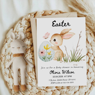 Easter Bunny & Colourful Eggs Baby Shower Party Invitation