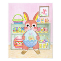 Easter Bunny Colourful Eggs Cute Kids Poster