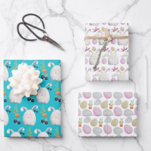 Easter Bunny Colourful Watercolor Pattern Wrapping Paper Sheet