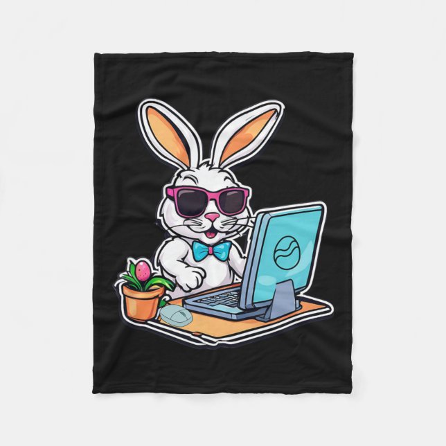 Easter Bunny Computer Video Game Lovers 1  Fleece Blanket (Front)