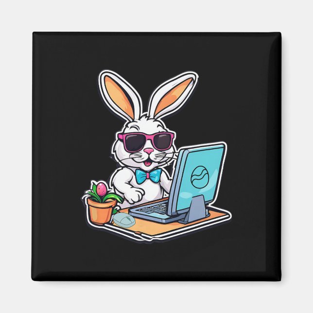Easter Bunny Computer Video Game Lovers 1  Magnet (Front)