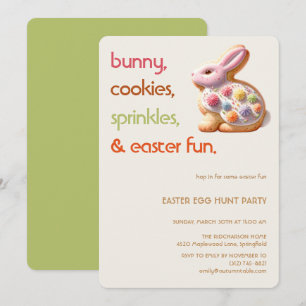 Easter Bunny Cookie Invitation   Kids Easter Party