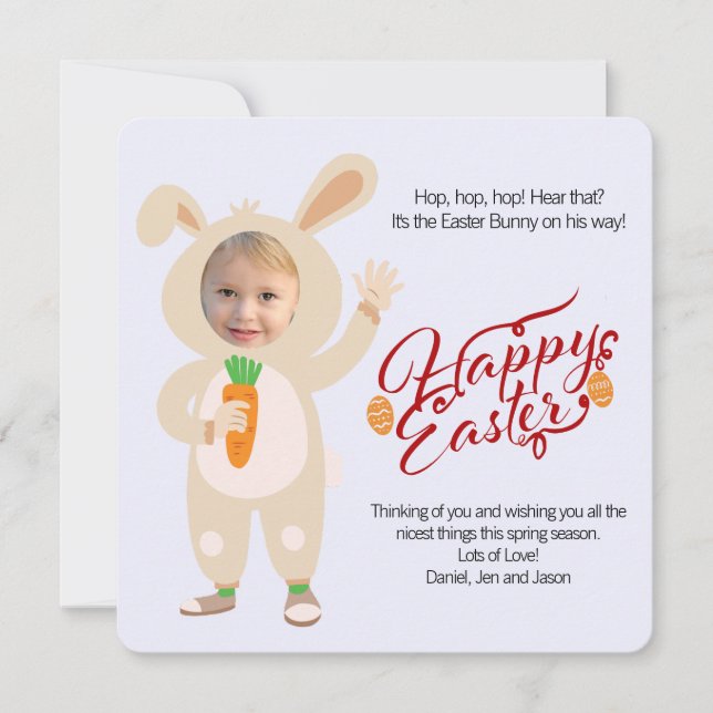 Easter Bunny Costume Personalised Photo Card (Front)