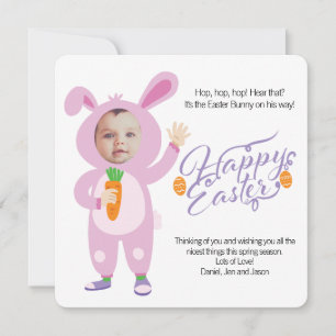 Easter Bunny Costume Personalised Photo Card
