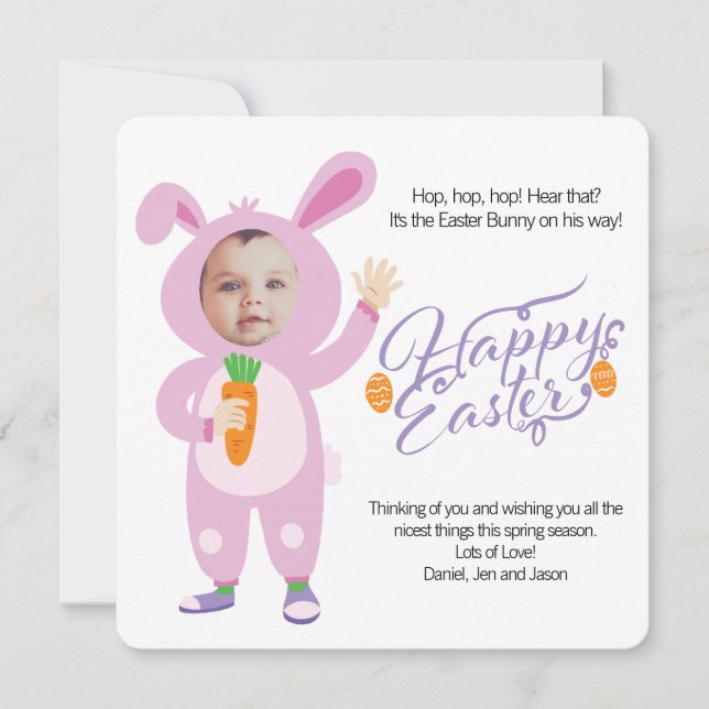 Easter Bunny Costume  Personalised Photo Card (Front)
