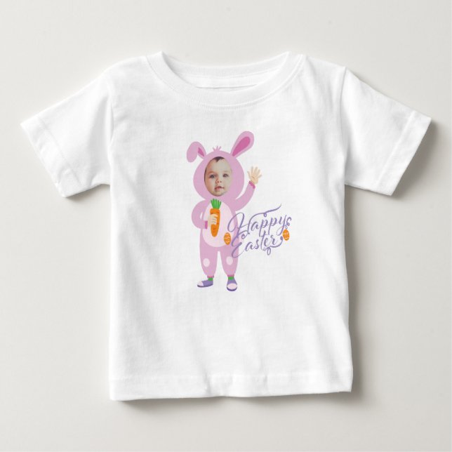 Easter Bunny Costume Trendy  Personalised Photo Baby T-Shirt (Front)