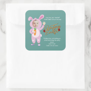 Easter Bunny Costume Trendy  Personalised Photo Square Sticker