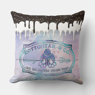 Easter Bunny Cottontail Candy Shop Sign Chocolate Cushion