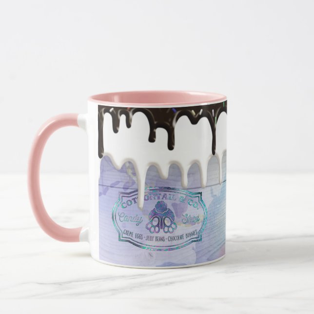 Easter Bunny Cottontail Candy Shop Sign Chocolate  Mug (Left)