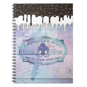 Easter Bunny Cottontail Candy Shop Sign Chocolate Notebook