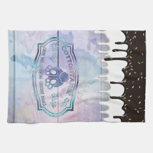 Easter Bunny Cottontail Candy Shop Sign Chocolate Tea Towel