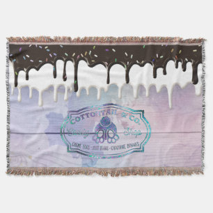 Easter Bunny Cottontail Candy Shop Sign Chocolate Throw Blanket