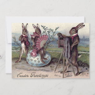 Easter Bunny Couple Camera Egg Invitation