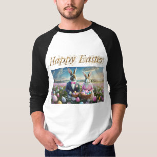 Easter Bunny Couple with Easter Eggs Happy Easter T-Shirt