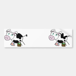 Easter Bunny Cow Bumper Sticker