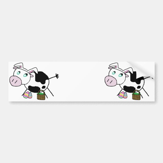Easter Bunny Cow Bumper Sticker (Front)