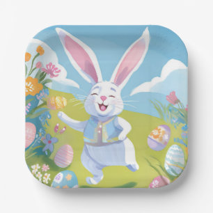 Easter Bunny   Cute Easter Pastel Wildflower Paper Plate