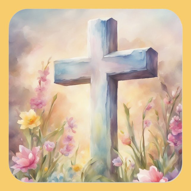 easter bunny cute floral holiday teacher student  square sticker (Creator Uploaded)