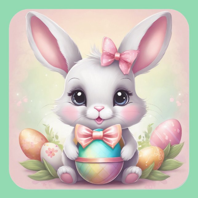 Easter Bunny Cute Floral Sticker in Spring Colours (Creator Uploaded)