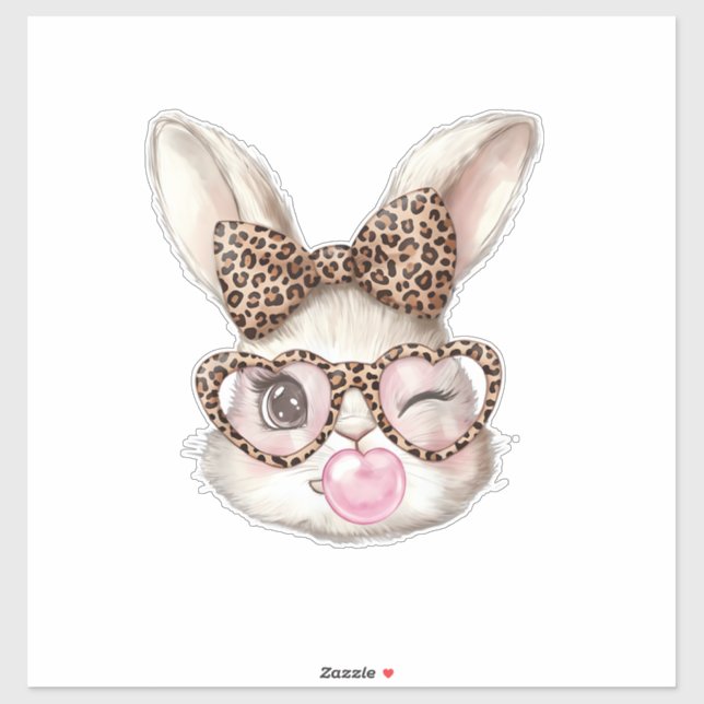 Easter Bunny Cute Glasses Leopard Bunny Rabbit Eas (Sheet)