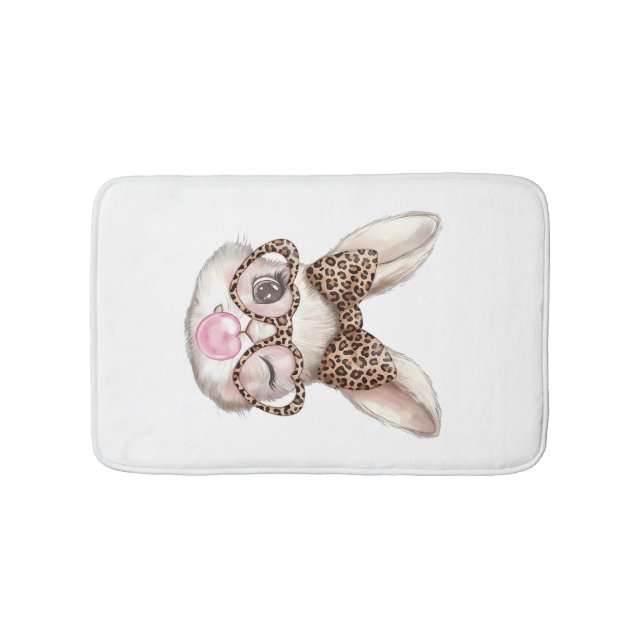 Easter Bunny Cute Glasses Leopard Bunny Rabbit Eas Bath Mat (Front)