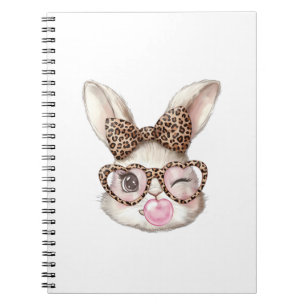Easter Bunny Cute Glasses Leopard Bunny Rabbit Eas Notebook