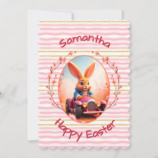 Easter bunny cute name holiday card