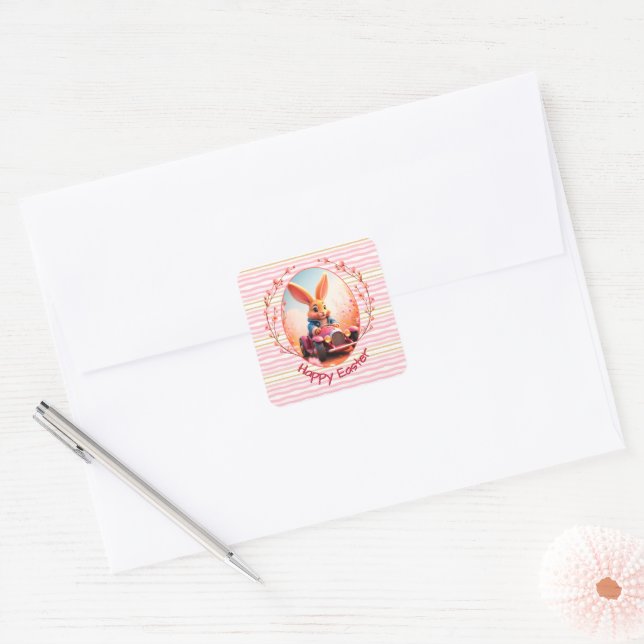 Easter Bunny Cute  Square Sticker (Envelope)