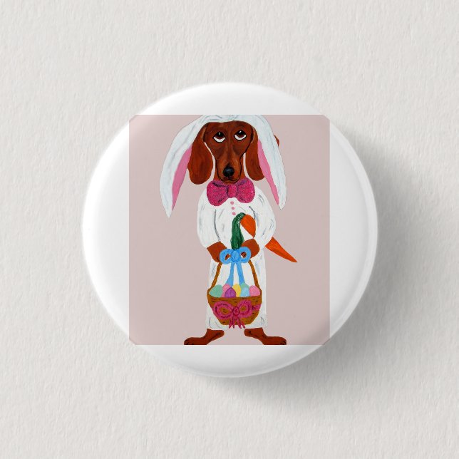 Easter bunny Dachshund  3 Cm Round Badge (Front)