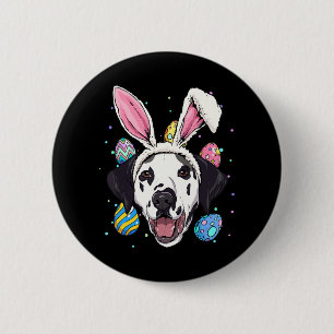 Easter Bunny Dalmatian Dog Kids Men Women Gift 6 Cm Round Badge