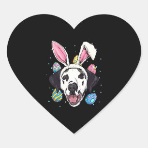 Easter Bunny Dalmatian Dog Kids Men Women Gift Heart Sticker