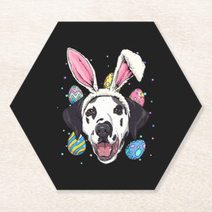 Easter Bunny Dalmatian Dog Kids Men Women Gift Paper Coaster