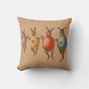 Easter Bunny Dancing Eggs Cushion