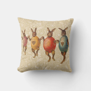 Easter Bunny Dancing Eggs Cushion