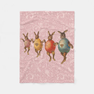 Easter Bunny Dancing Eggs Fleece Blanket